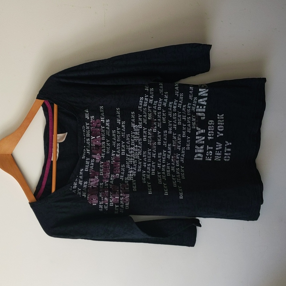 DKNY Long Sleeve Shirt Size (XL) Black Purple